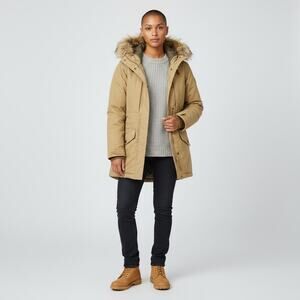 Fjallraven Sarek Winter Jacket Women's Sz XS Khaki G-1000 Goose Down Hooded